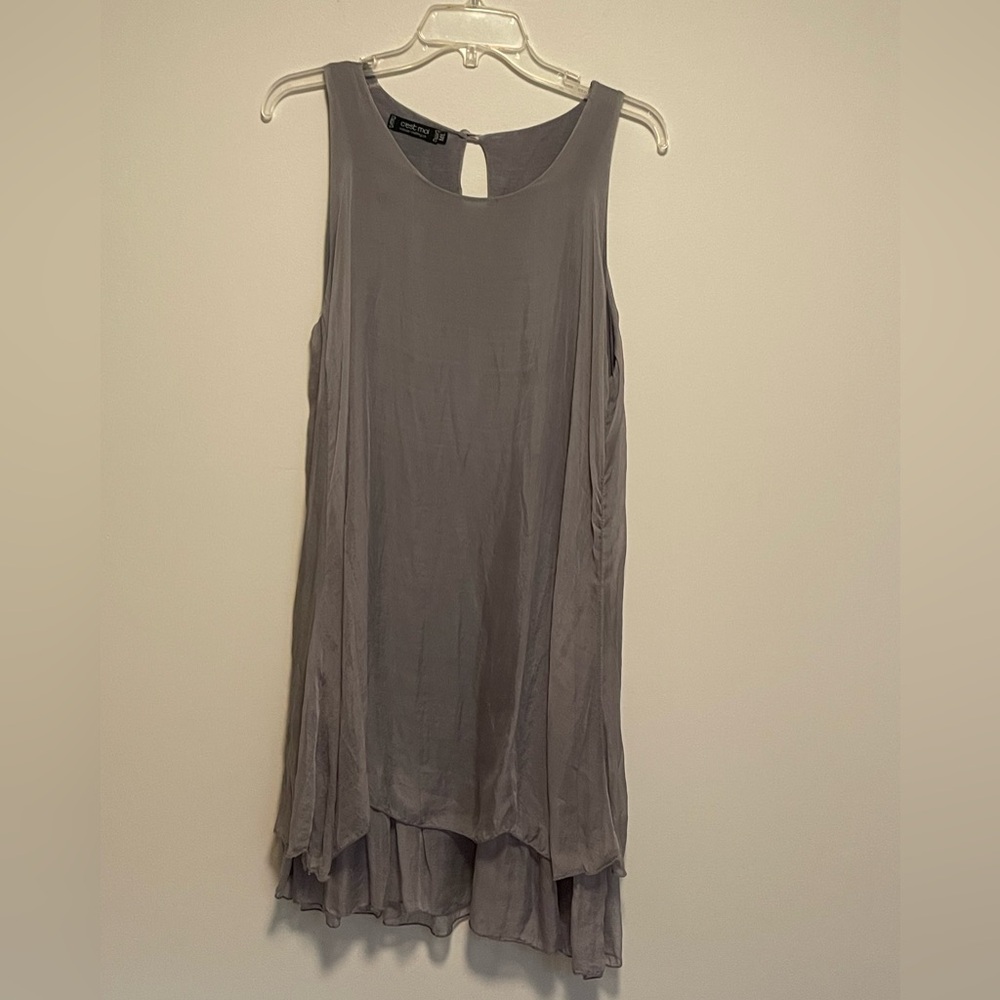 Chic Gray Sleeveless Mini Dress